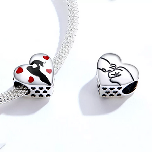 Cats Are Love Heart Enamel 925 Sterling Silver Charm