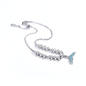 Blue Mermaid Tail Bracelet Sterling Silver