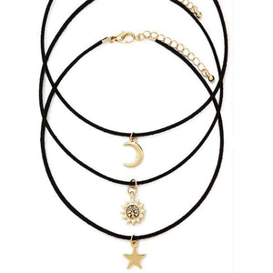 Star Moon Sun Chokers - Set of 3