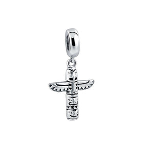 Native Indian Bird Totem Pole Charm 925 Sterling Silver