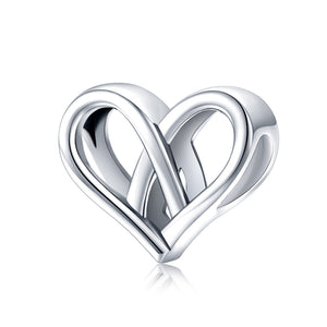 Love Knot Open Heart Charm 925 Sterling Silver