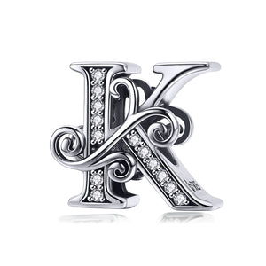 Initial Letter Charm 925 Sterling Silver
