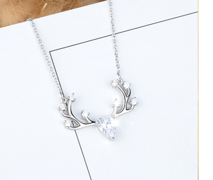 Crystal Antler Layering Necklace Sterling Silver