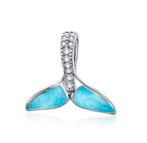 Turquoise Mermaid Tail Sparkling Charm Sterling Silver