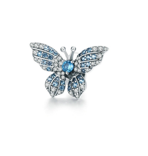Blue & White Crystal Butterfly Charm 925 Sterling Silver