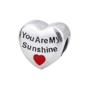 You Are My Sunshine Red Heart Charm 925 Sterling Silver
