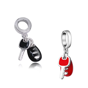 Enamel Car Keys Dangle Charm 925 Sterling Silver