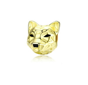 Gold Leopard Charm 925 Sterling Silver