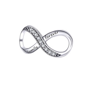 Cubic Zirconia Family Forever Infinity Symbol Charm 925 Sterling Silver