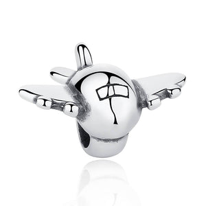 Puffy Airplane Charm 925 Sterling Silver