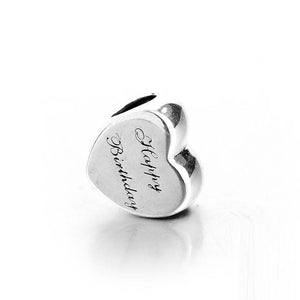 Happy Birthday Heart Charm 925 Sterling Silver | Loulu Charms