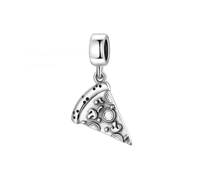 Pizza Party! Pizza Slice Dangle Charm 925 Sterling Silver