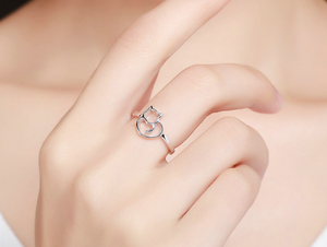 Cat Heart Cut-Out Ring Sterling Silver