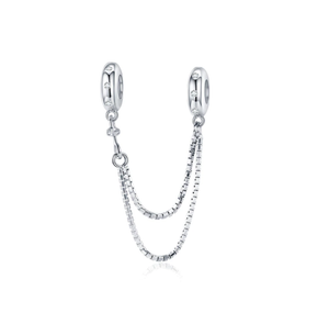 Crystallized Safety Chain Charm 925 Sterling Silver