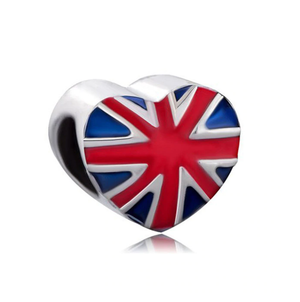 United Kingdom Flag Heart Bead